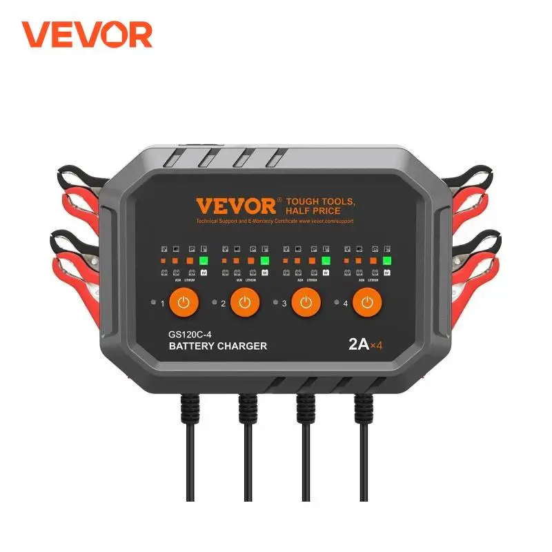 VEVOR Smart Battery Charger 8-Amp LiFePO4 (AGM/Gel/SLA) Fully-Automatic Charger Maintainer Desulfator for Boat Car Use