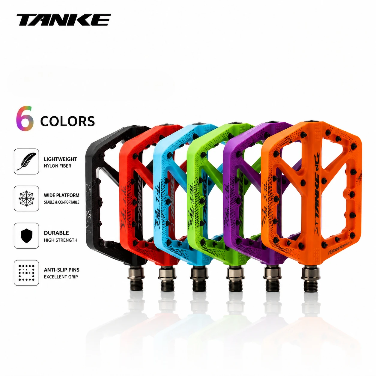 Pedal Platform Flat - TANKE MTB Bike Pedals Nylon Fiber