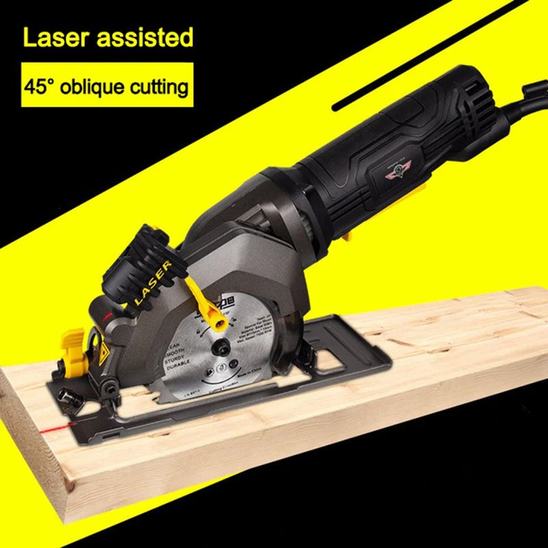 

600W Mini Cutter Woodworking Circular Saw Electric Portable Chainsaw with Laser Miter Cut Wood Metal Tile Cutting Machine