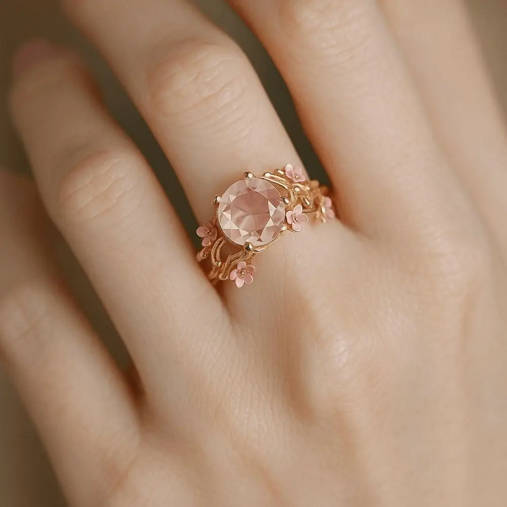 Fade-Resistant Flower Ring Simple Design Inlaid Zircon Trendy Rings Daily Wear Individual Ins Style Finger Decoration