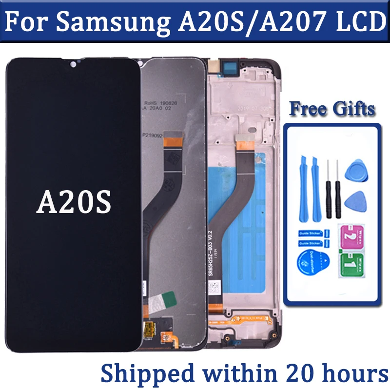 For Samsung A20S A207 LCD Display With Touch Screen Digitizer Assembly A207F SM-A207M LCD With Frame