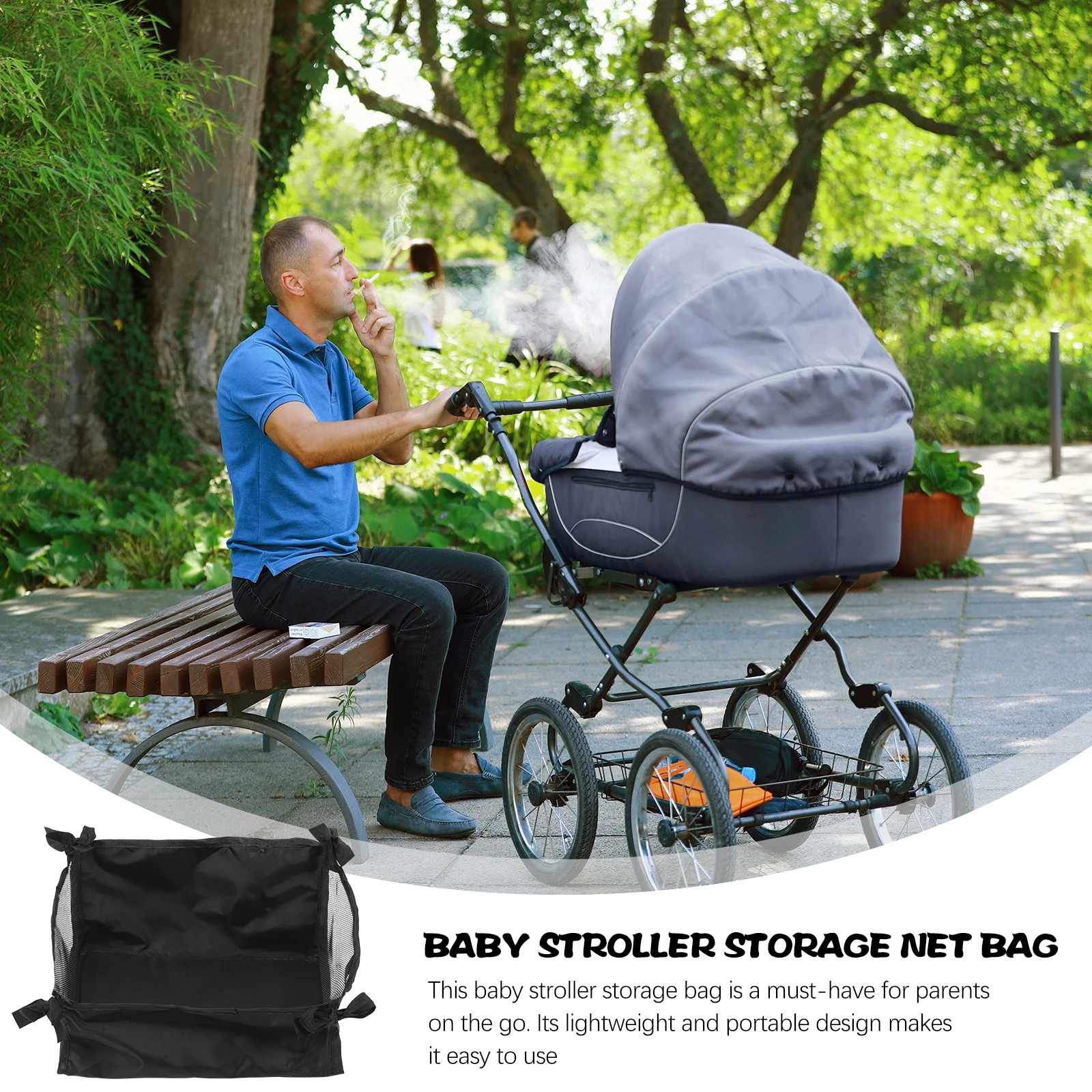 

Lightweight Portable Stroller Storage Basket Universal Replacement For Baby Pram Bottom Organizer Bag Large Capacity Oxford