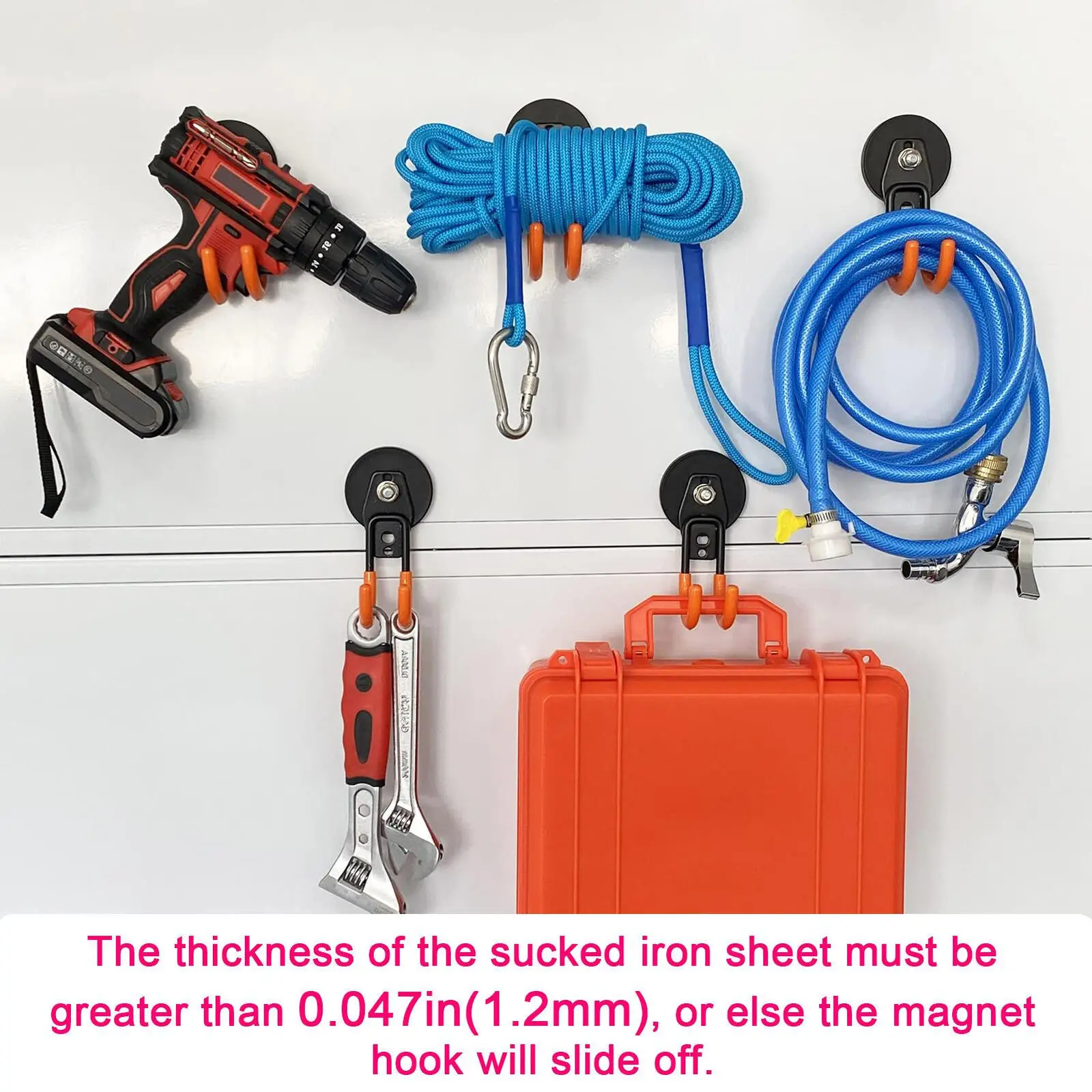 Heavy Duty Magnetic Garage Metal Hooks Hangers with Anti-Slide Coating Strong Magnets Metal Hook Utility Magnetic Organizer Tool