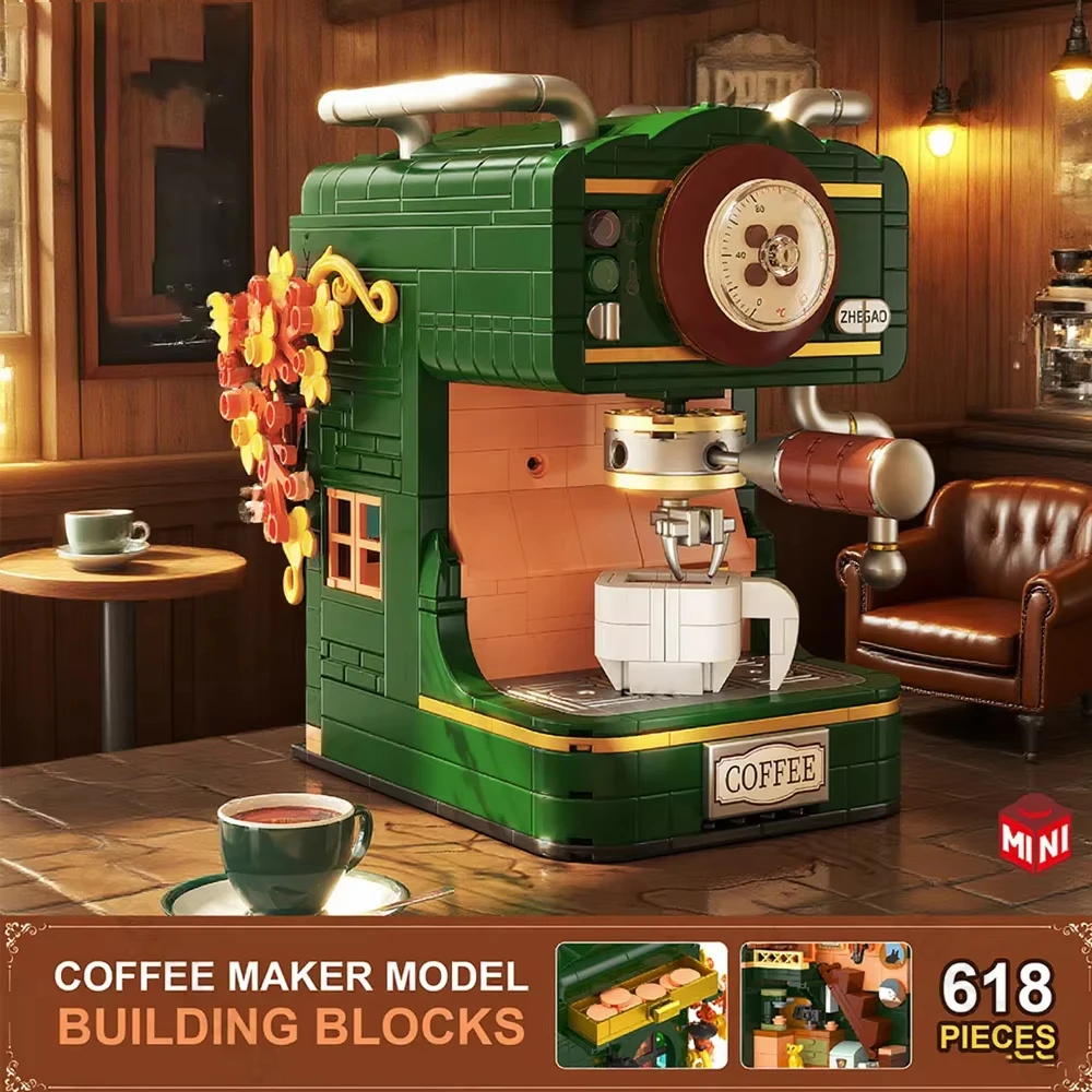 

﻿ Coffee Maker Model Building Blocks Toys Diverse Coffee Machine Designs Kids Pretend Play Store Tool Collectibles Decorative