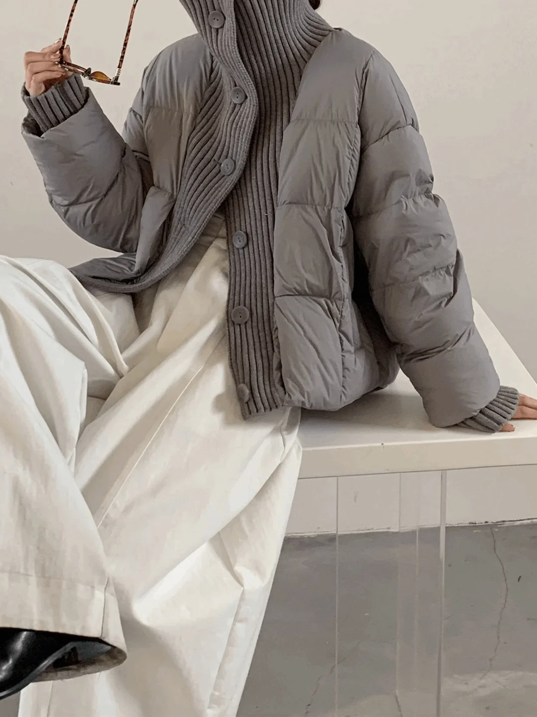 

2025 Winter Thickened Fashionable Patchwork Cotton Jacket Women's Loose Style Korean Version Stylish Outerwear Coat