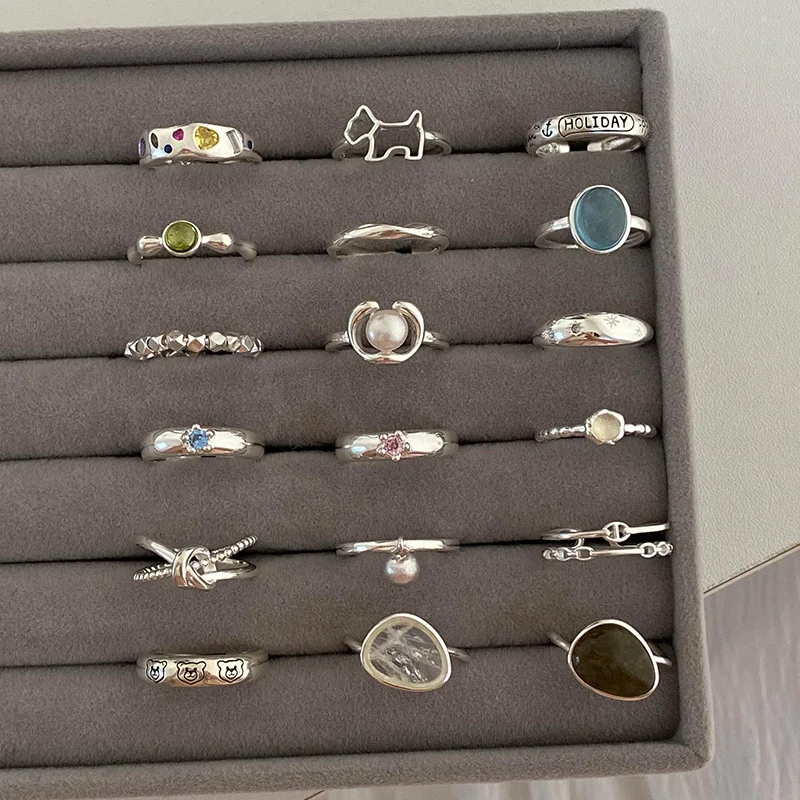 

Кольца из стерлингового серебра 925 пробы, винтажные кольца с нерегулярными бусинами, повседневные штабелируемые кольца на палец для женщин, ювелирные изделия, подарки