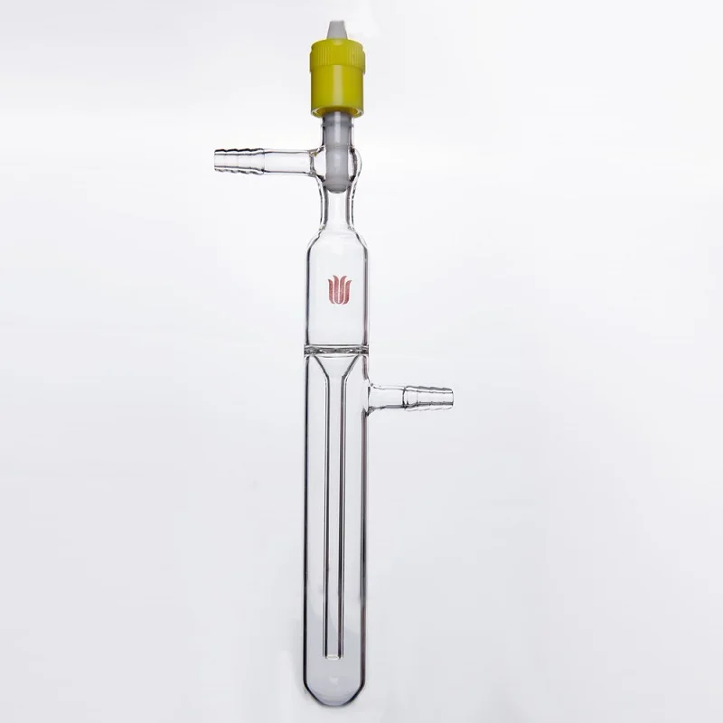 

SYNTHWARE Bubbler with new 8mm high vacuum PTFE valve, Diameter 25mm, Height 225mm, Borosilicate glass, B2525225