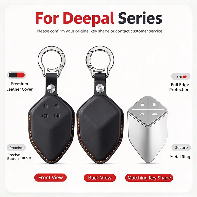 For Changan Deepal SL03 S7 S07 S05 L07 G318 2026 Genuine Leather Car Key Case Cover Key Fob Buckle Auto Accessories