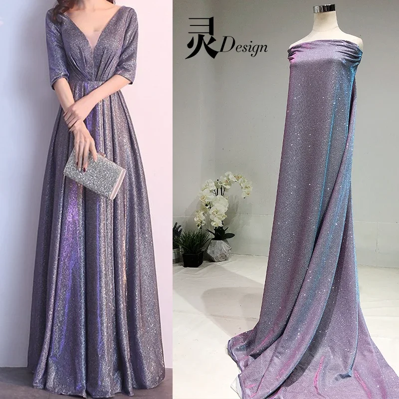 

Knitted Composite Fabric Soft Gradient Dance Dress Designer for Clothing Diy Sewing Material By The Meter Wholesale Cloth