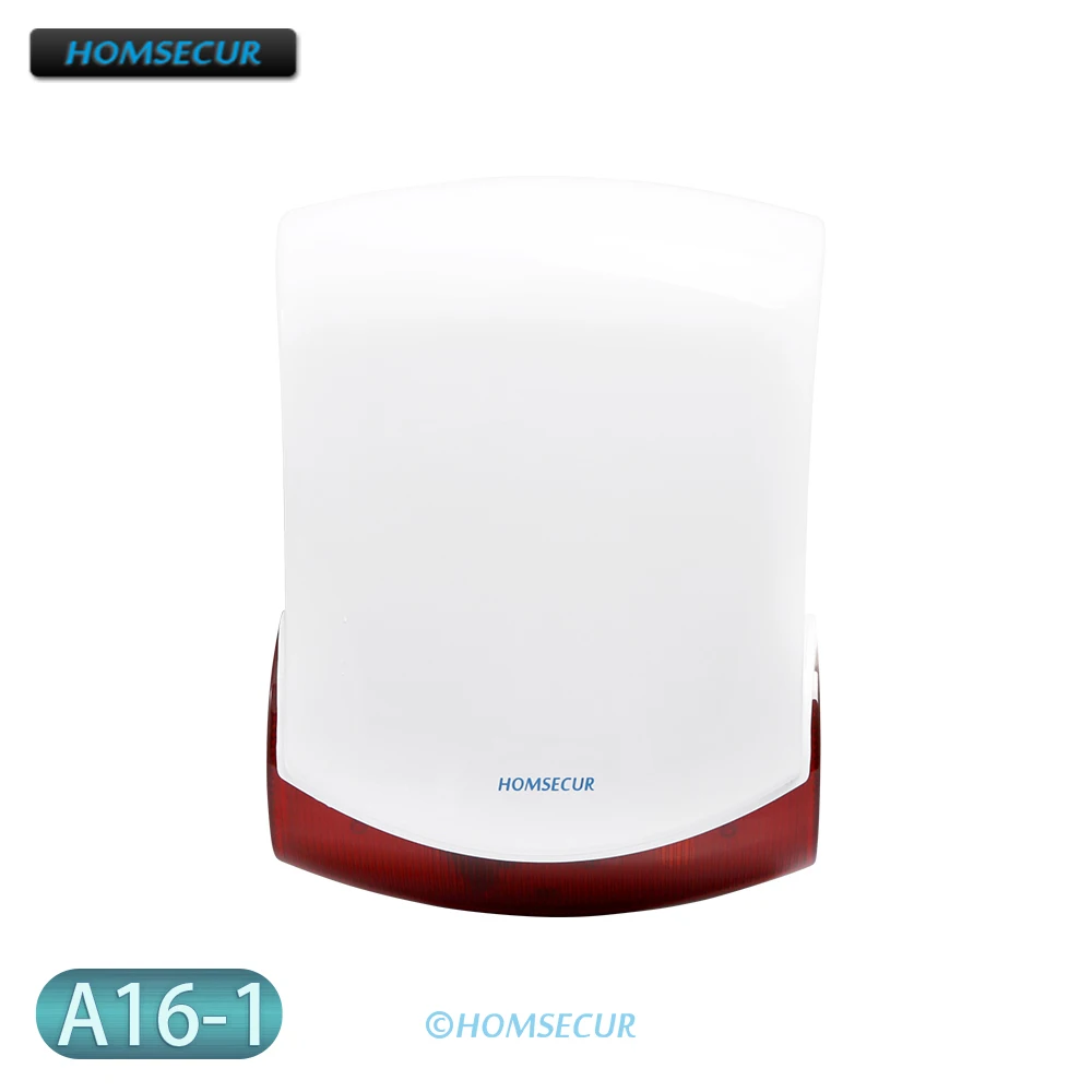 

HOMSECUR A16-1 Wireless External Flash Siren 120dB For 433Mhz 4G GSM Alarm System