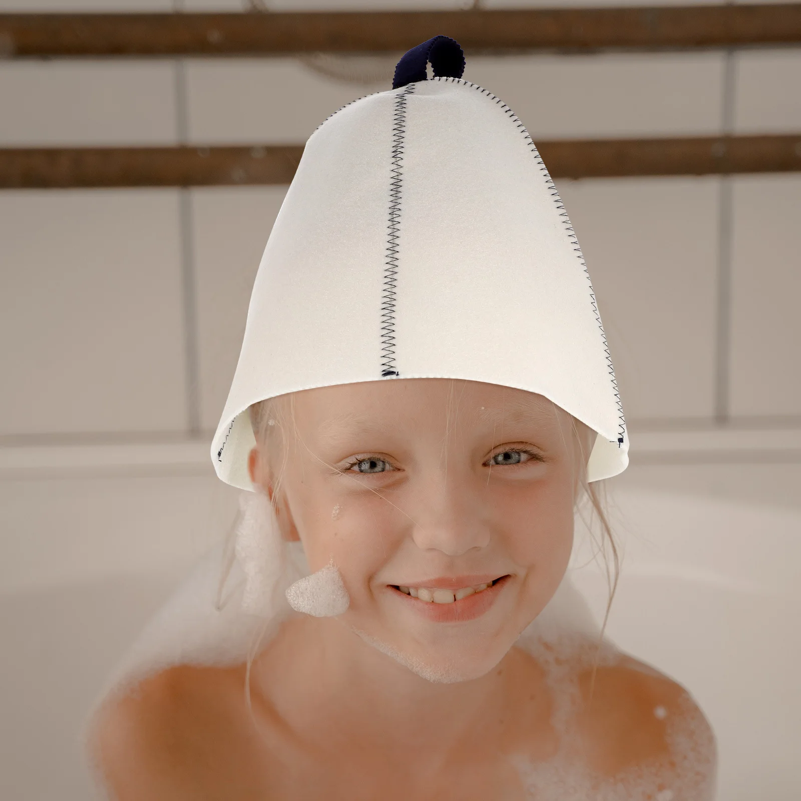 

1Set Sauna Hat Felt Bath Hat Breathable Shower Cap Heat Insulation Durable Scalp Protection Hanging Ring for Women Bathroom