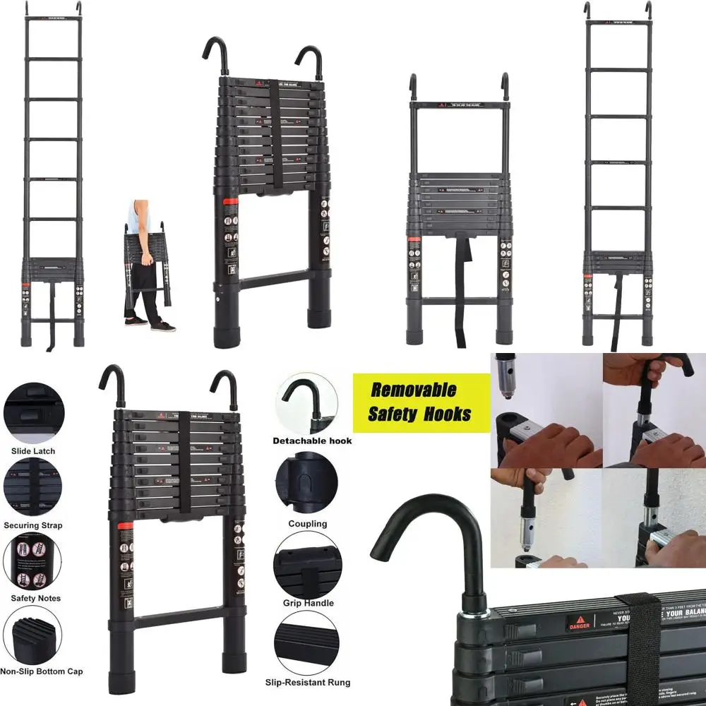 سلم ألومنيوم متعدد الأغراض قابل للطي بطول 10.5 قدم مع سعة 330 رطل، مدمج 2.7 قدم مطوي، محمول للاستخدامات المختلفة #1