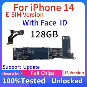 Bilashmart Unlocked iPhone 14 Motherboard Logic board EU/CN Clean iCloud E SIM/SIM With Face ID Mainboard 512gb 256gb 128gb Placa