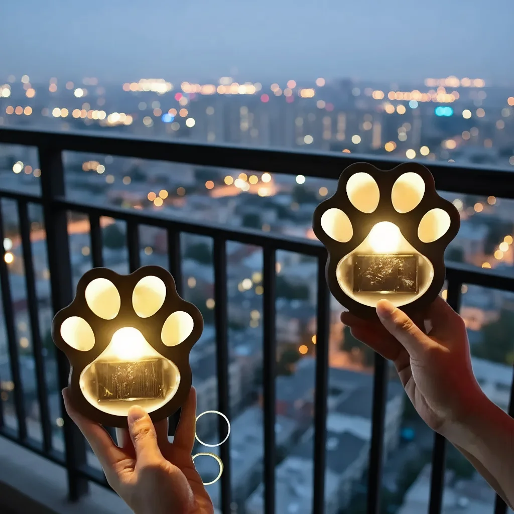 

LED Solar Lights for Paths, Gardens, and Lawns with Paw Print Design