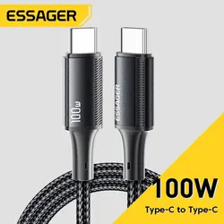 Essager 100W USB C to USB Type C Cable PD Quick Charge Fast Charging For Xiaomi Mi11 Samsung Macbook iPad USB-C Charger Cord