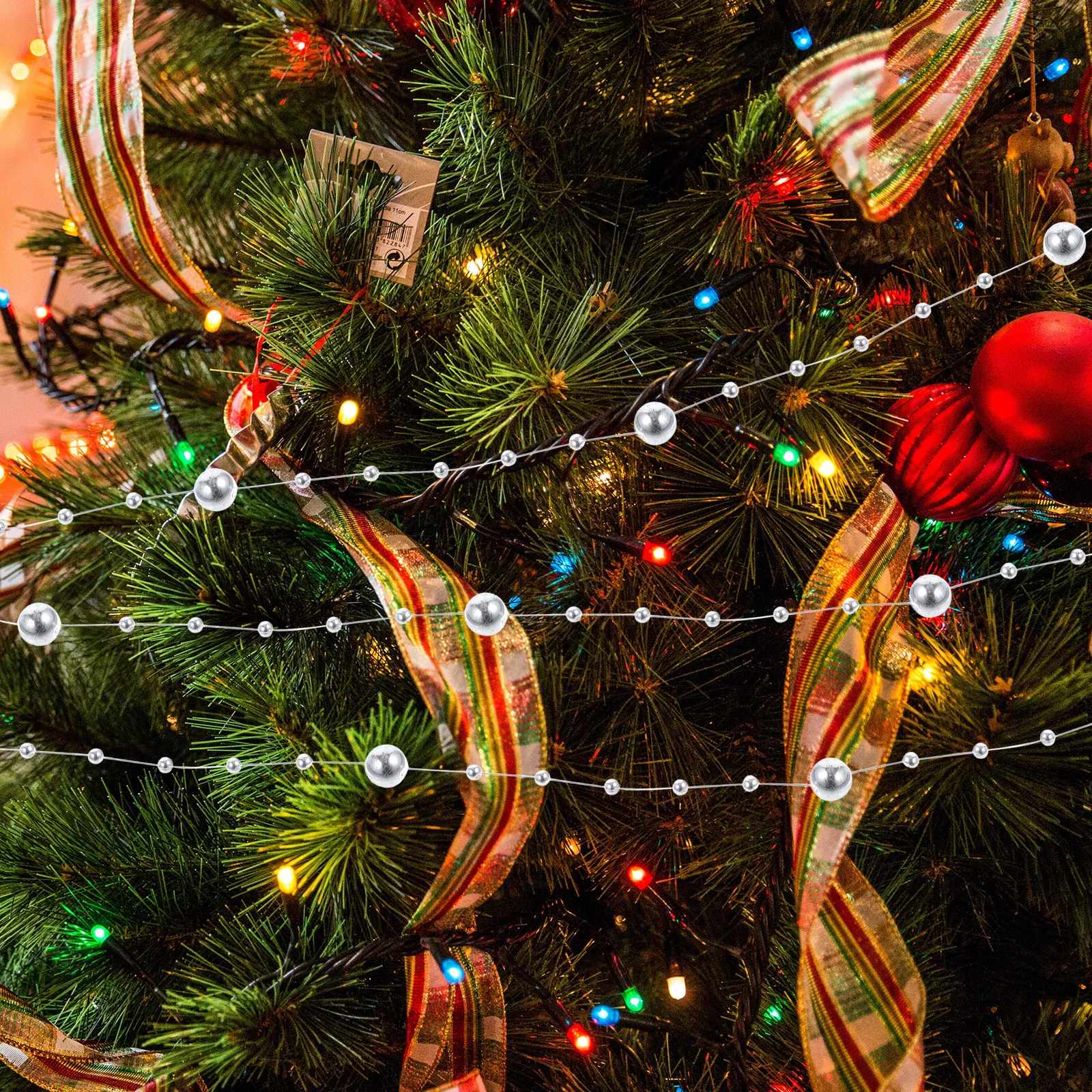 

1 Roll Faux Pearl Beads Strand Fish Wire String For Christmas Tree Decor Diy Crafts Garland Artificial Pearl Chain Lightweight