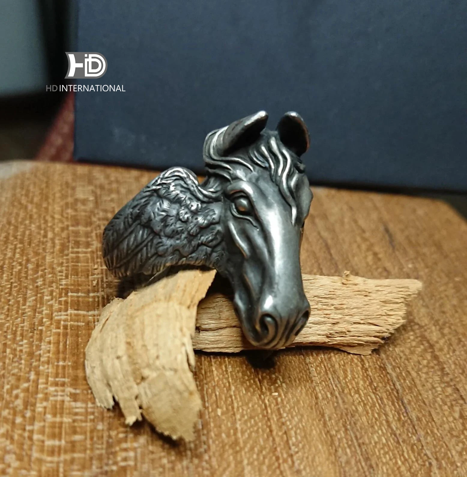 Horse Head 925 Silver Ring Angel Wildebeest Ring Angel Wing Brass Craftsman Making Jewelry