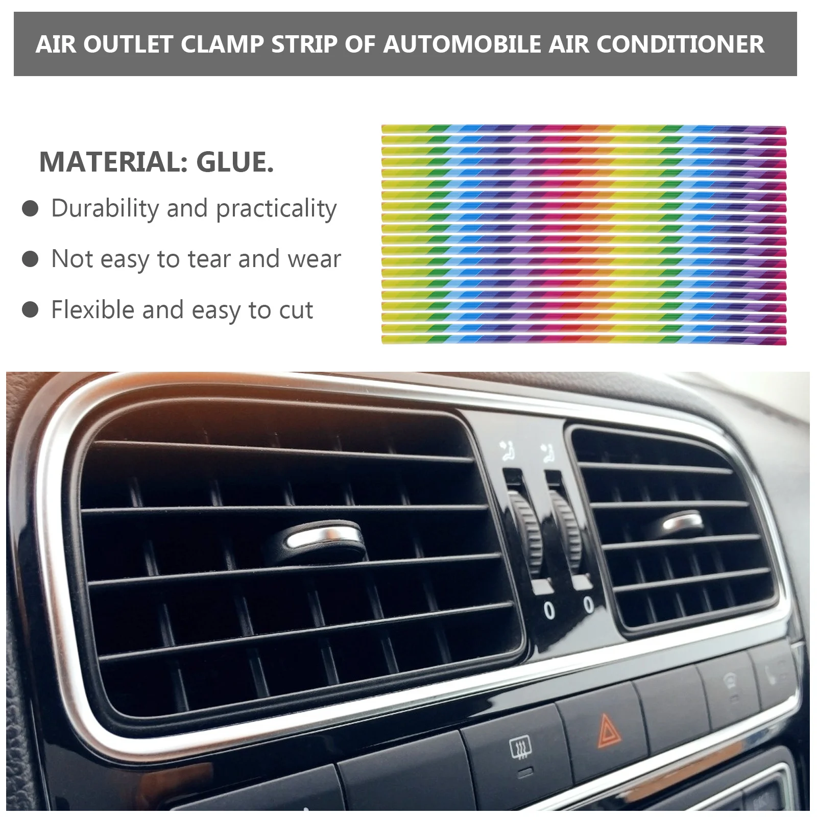 

40Pcs Car Air Outlet Decorative Trim Multi Color Car Vent Outlet Strips Auto Interior Air Conditioning Grille Decoration