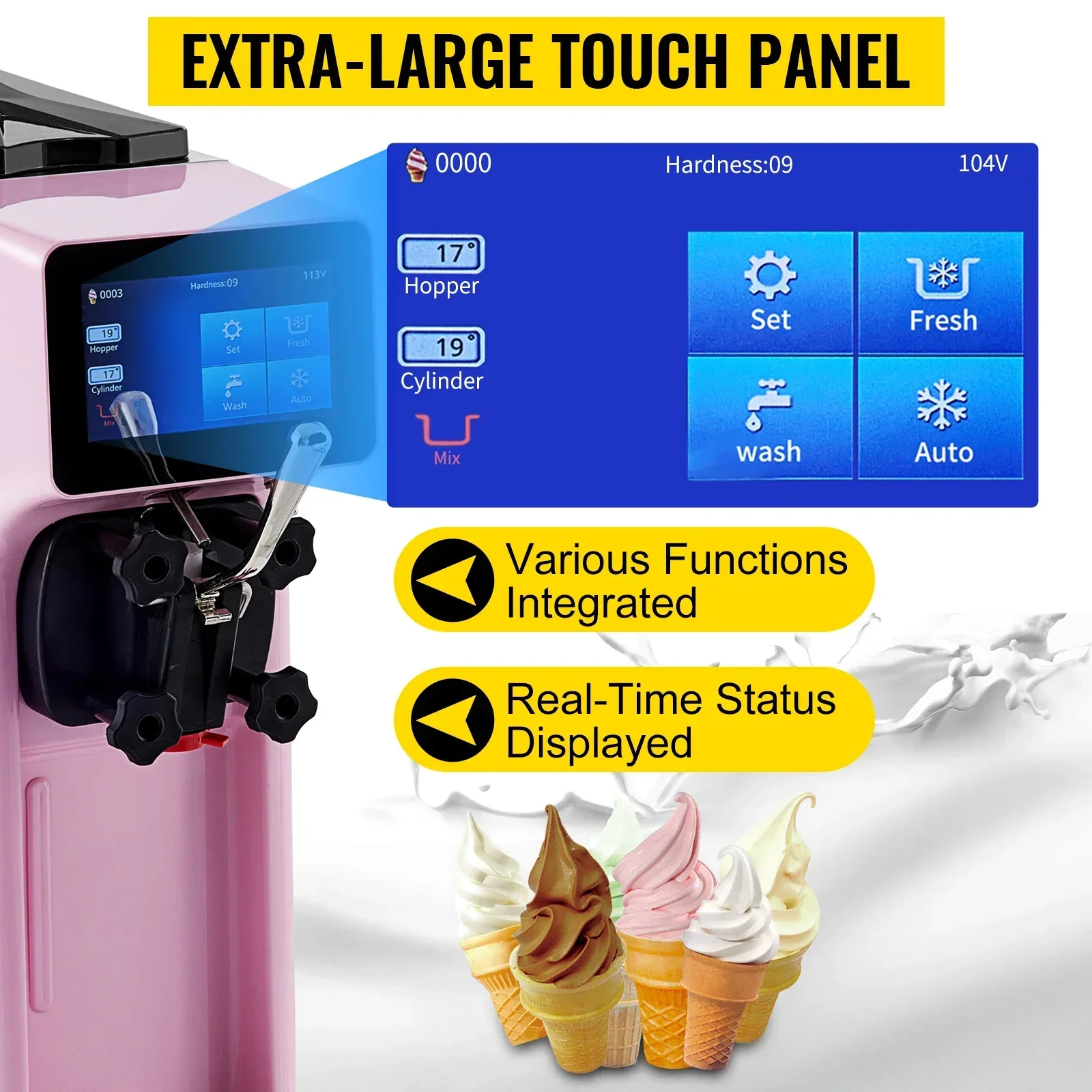 Commercial Single Flavor Countertop Gelato Maker Frozen Yogurt Sorbet Ice Cream Machine for Home Shop Vending Use
