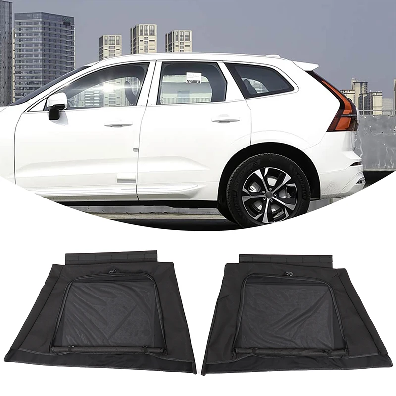 

2Pcs Custom Sunshade for Volvo XC60 2018-2026 Rear Window Double Layer Mesh UPF 50+ UV Block Heat Shield Car Sun Shade