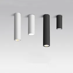 Luz LED de techo de barril largo, foco COB regulable, 12W, montado en superficie, sala de estar, dormitorio, tienda, 85-265V