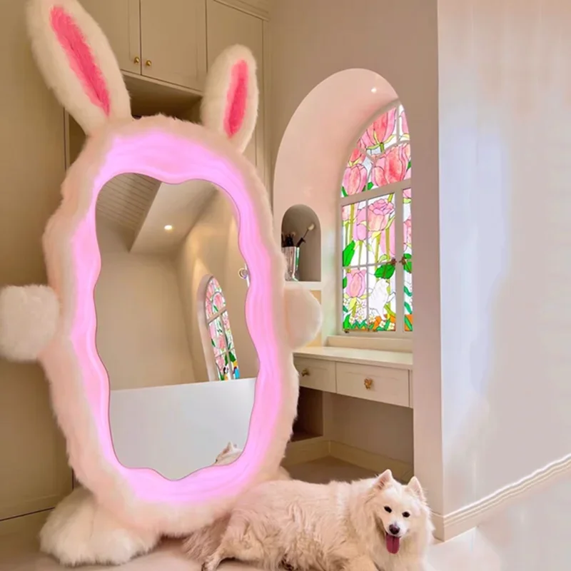 Frame Toilet Length Mirror Art Floor Big Shower Standing Aesthetic Mirror Maiden Rabbit Irregular Dekoracyjne Creative Decor