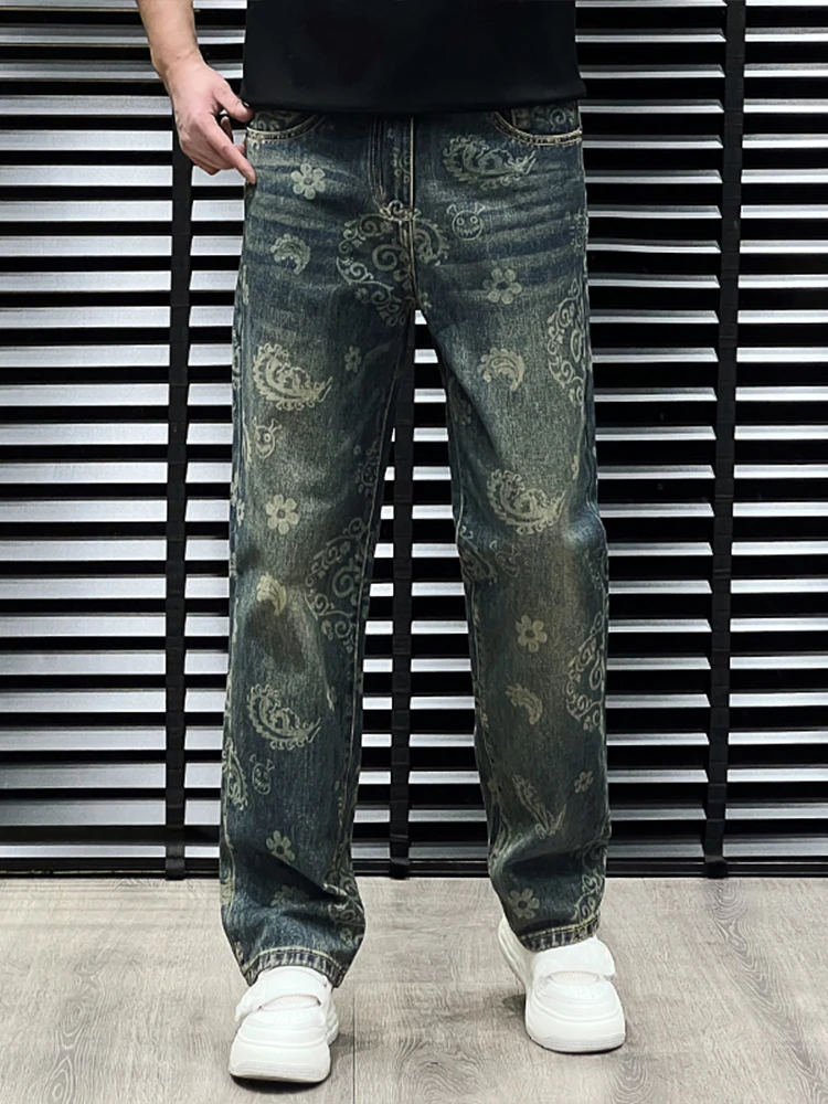 

Мужские джинсы American Sle, свободного кроя, из плотного денима, с низкой посадкой, с вышивкой, прямые, для осени и зимы