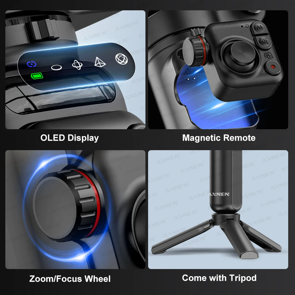 3-Axis Vlog Stabilizer Handheld Mobile Phone Gimbal Face Following Video Stand with Magnetic Remote for Tiktok Photography Kit