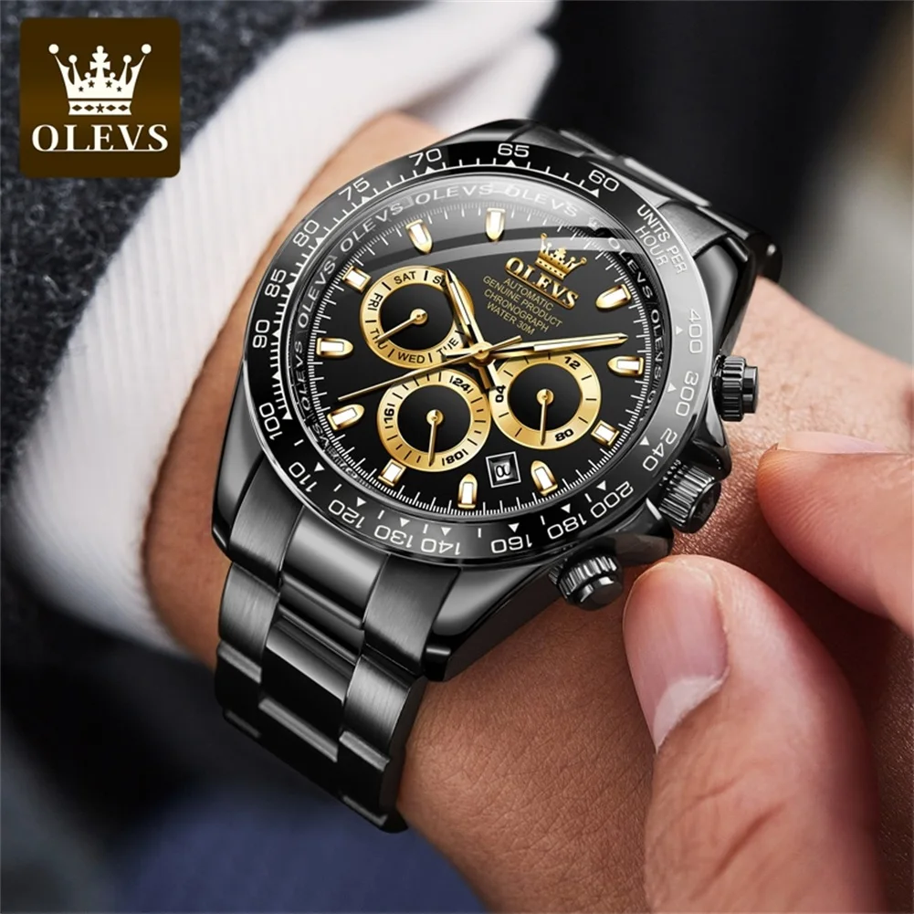 OLEVS 6638 TOP Brand Automatic Mechanical Watch for Men Multi-function Chronograph Date Waterproof Luxury Original Watch Men