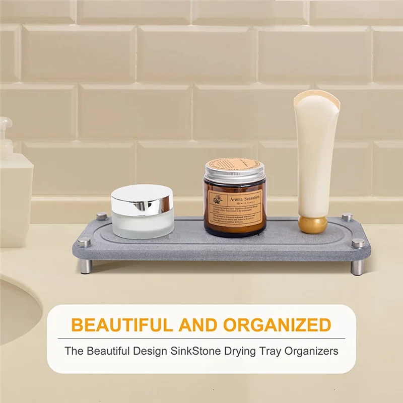 

AAAC-2 Pack Большой органайзер для раковины Caddy Instant Organizer для сухой кухонной мойки для современного дома (серый)