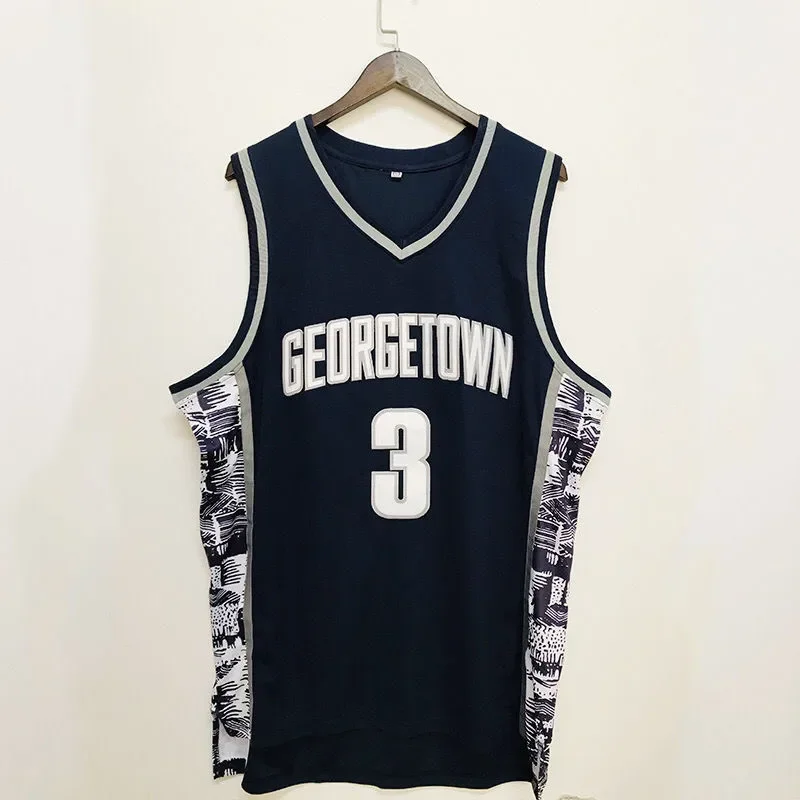 Basketball Jersey  Shirt Men 3 Iverson Georgetown Hoyas Athletic Sports Embroidery High Street Hip Hop Breathable Sportswear