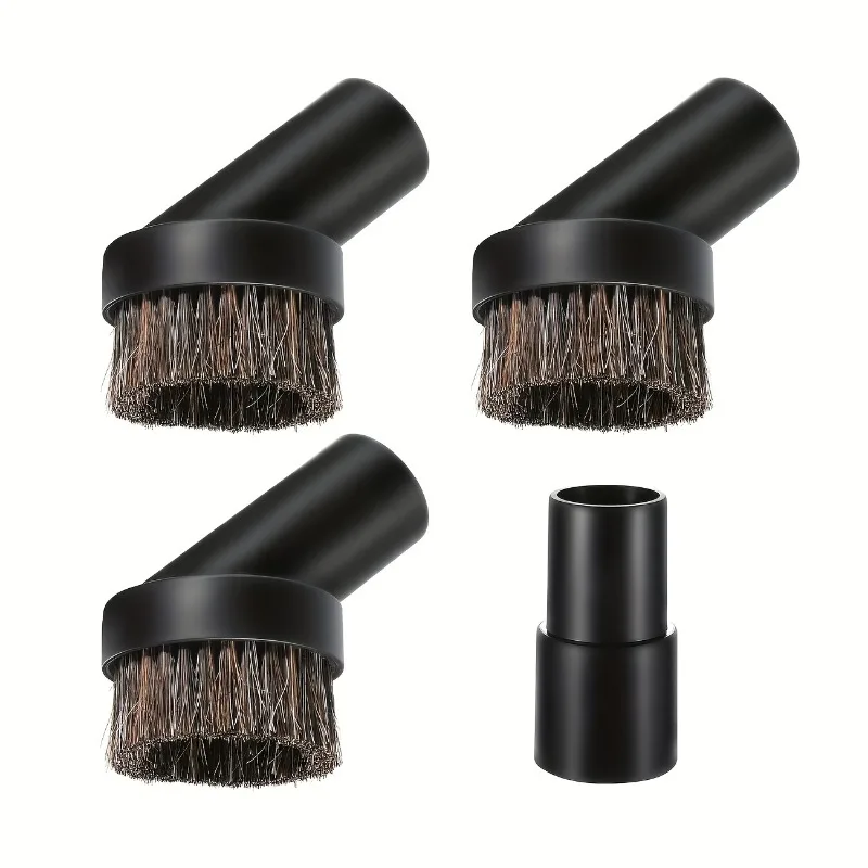 Vacuum Brush Accessories, Including One 32 Mm To 35 Mm Adapter and Three Replacement Dusting Round Brushes Made of Horsehair