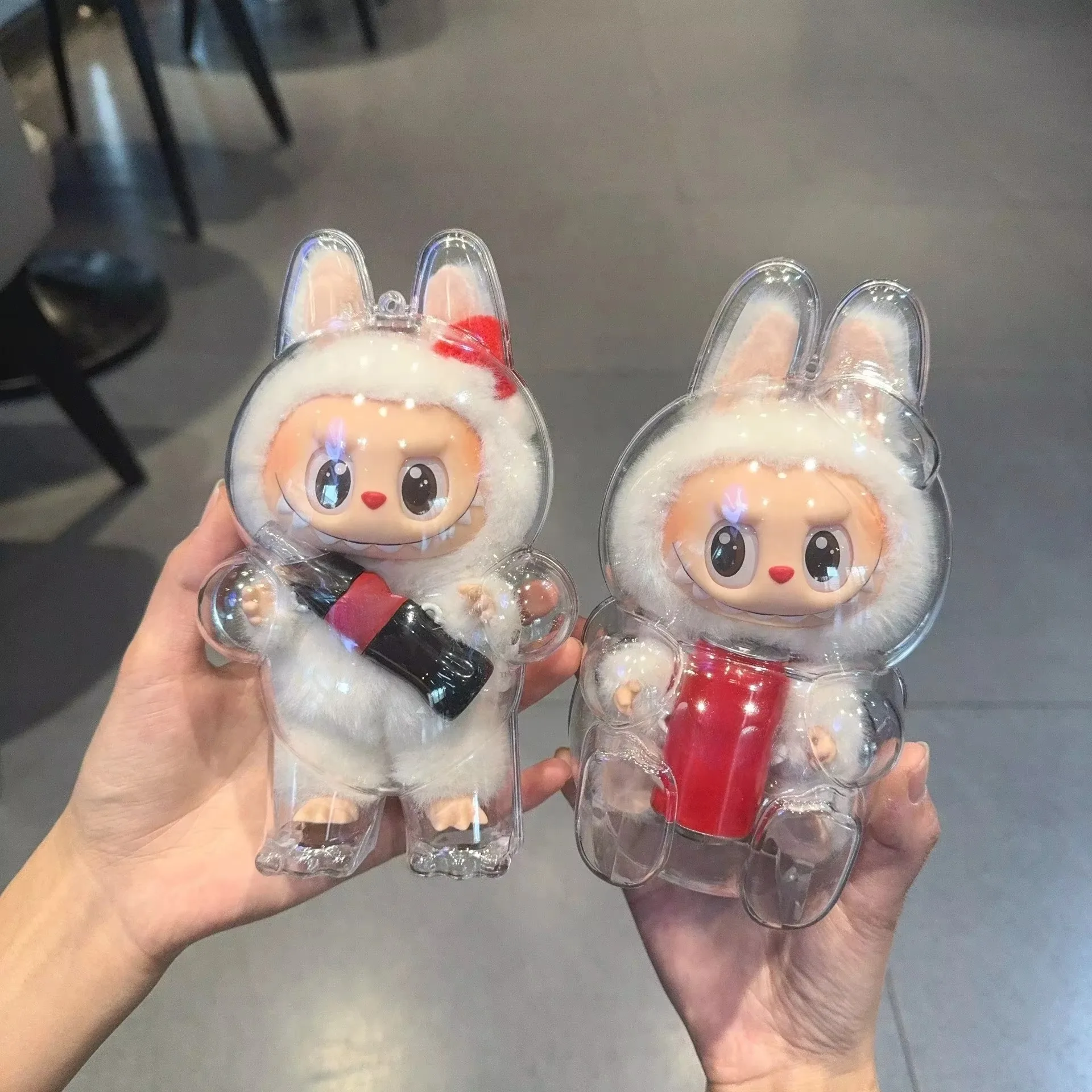 For Coca-Cola series LABUBU transparent protective case doll dust case protective cover baby clothes wear for POP MART