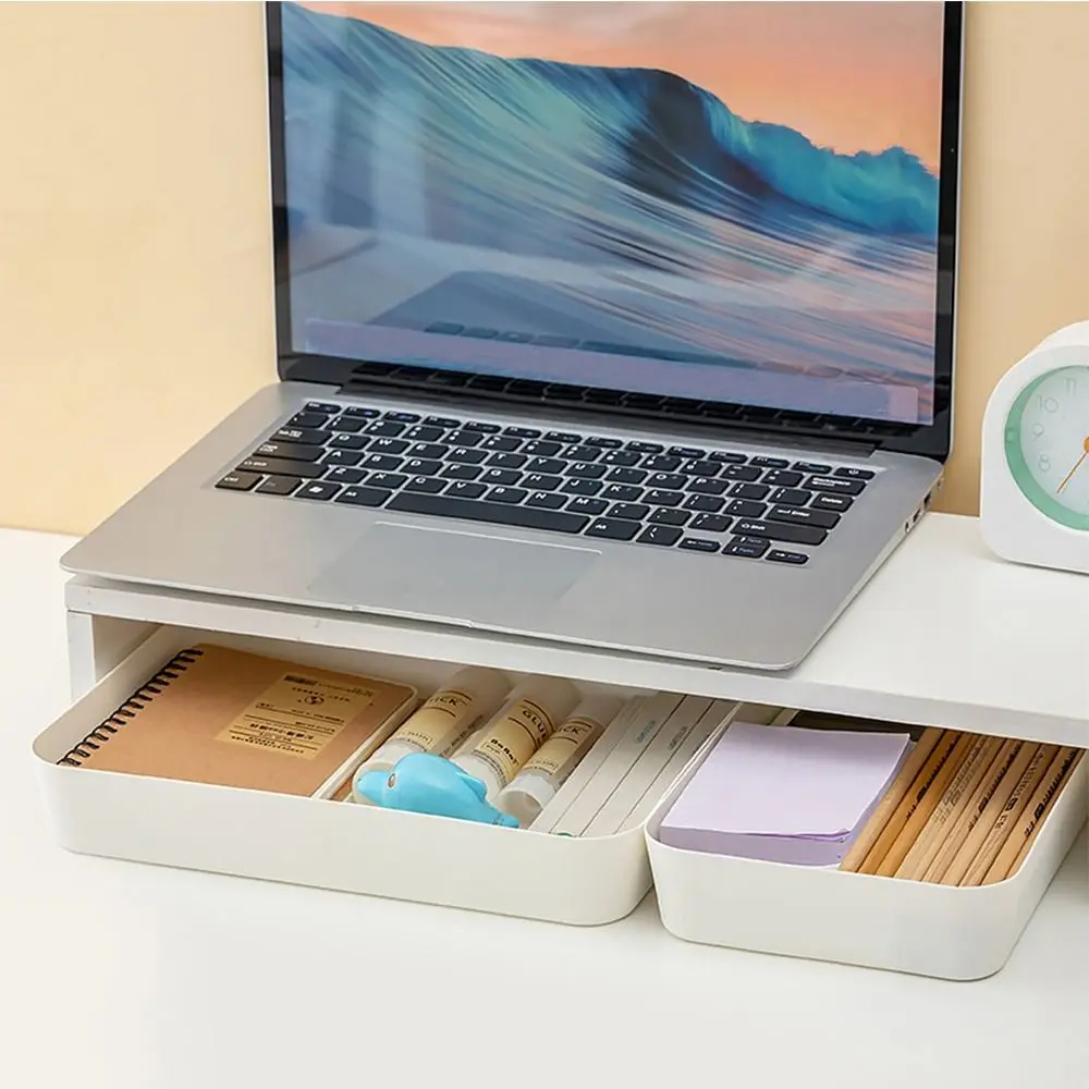 Plastic Desktop Storage Box Stackable Large Capacity Drawer Divider Storage Box Solid Color Cosmetic Jewelry Case Home Office