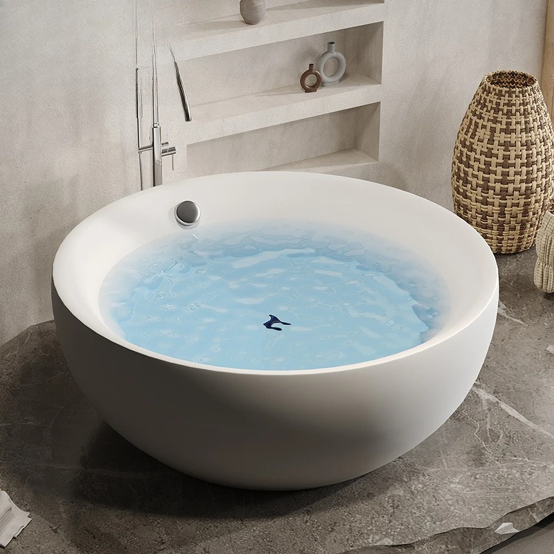 حوض استحمام مستدير مستقل متكامل بدون خياطة فندق B & B حوض استحمام أكريليك منزلي مزدوج حوض استحمام كبير للزوجين