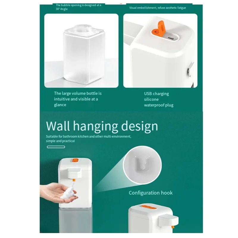 

ABVJ-Бесконтактный автоматический дозатор мыла Перезаряжаемый через USB дозатор Дозатор мыла с 4 регулируемыми уровнями