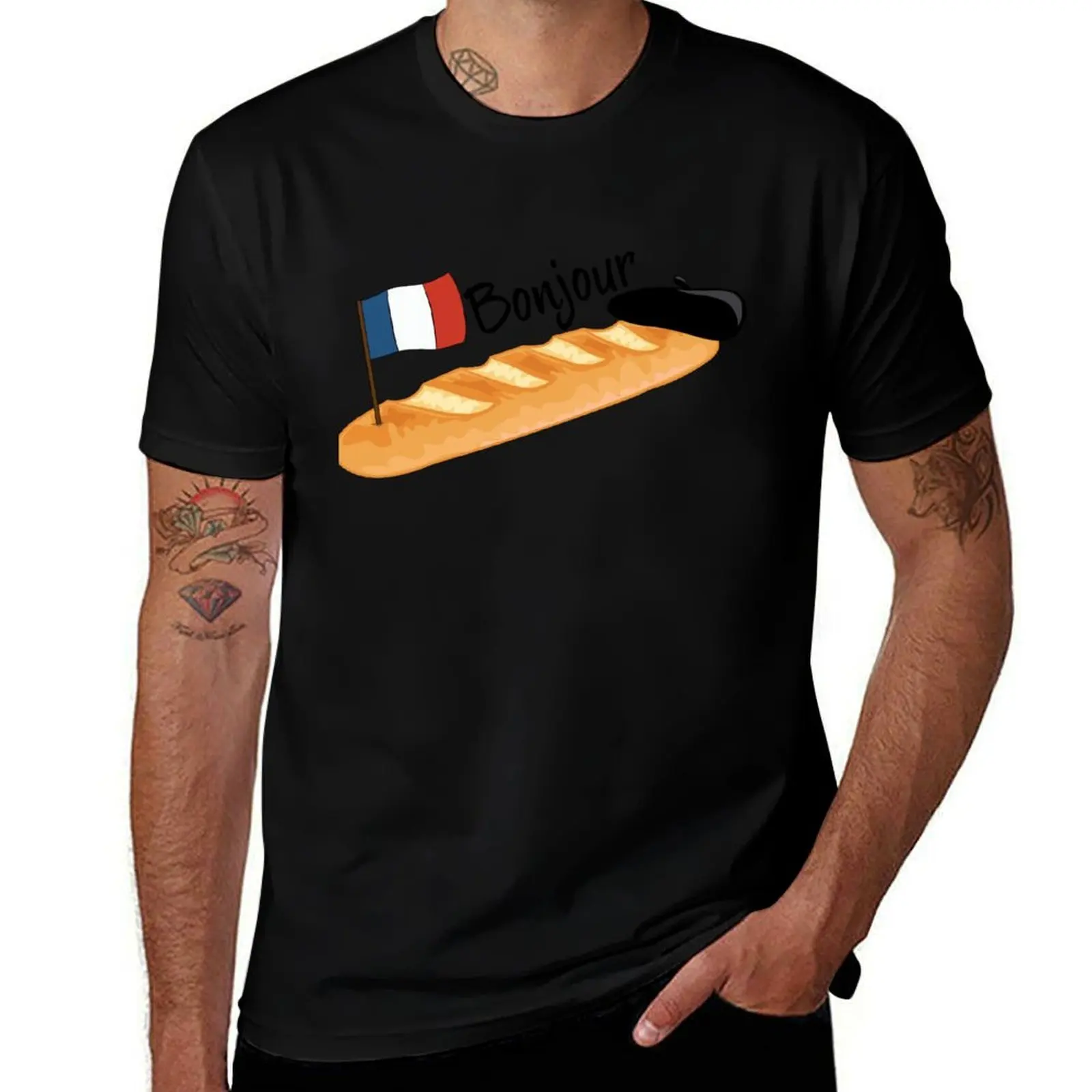 

Bonjour Oui Oui Baguette - Funny French T-Shirt cotton t shirts man 100% man tshirt essential t shirt T-Shirt