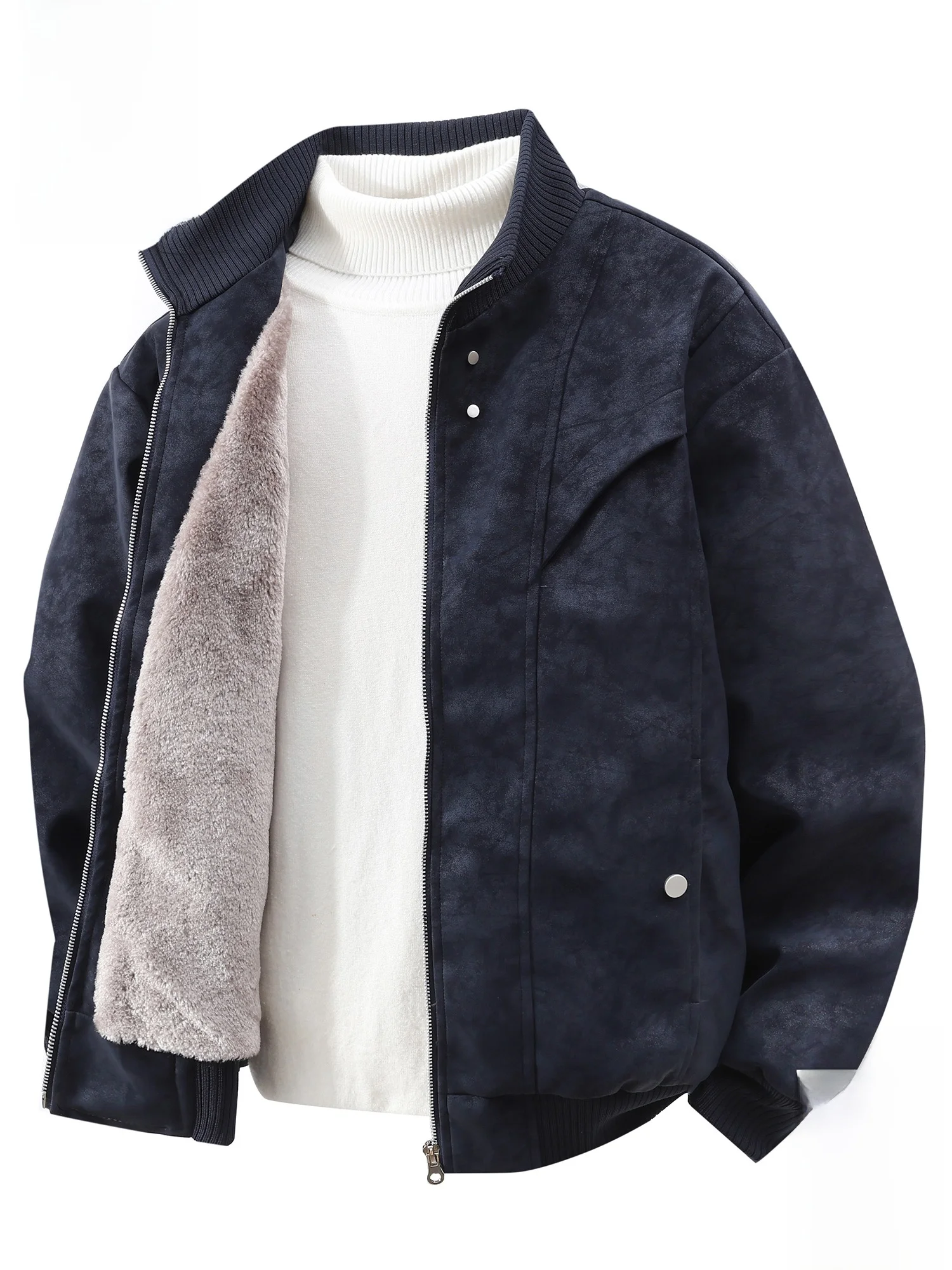 

PaulFrank Thiened Leather Jaet Men's Winter Casual Stand Collar Coat Warm Relaxed Fit Polyester/Nylon Cosite Fiber