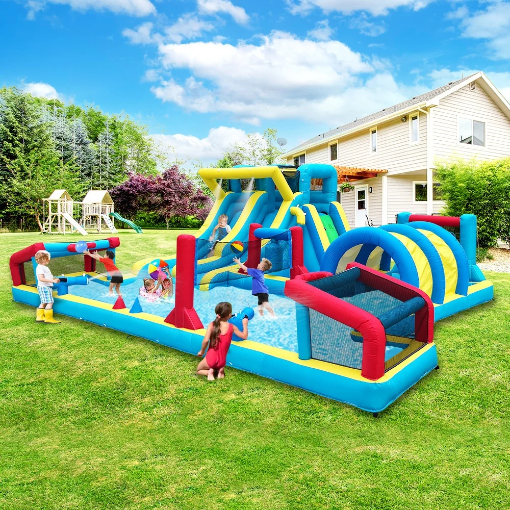 Large Multifunction Inflatable Water Park Party Rental Event Rental Water Slide Pool Obstacle Backyard Outdoor Bounce House
