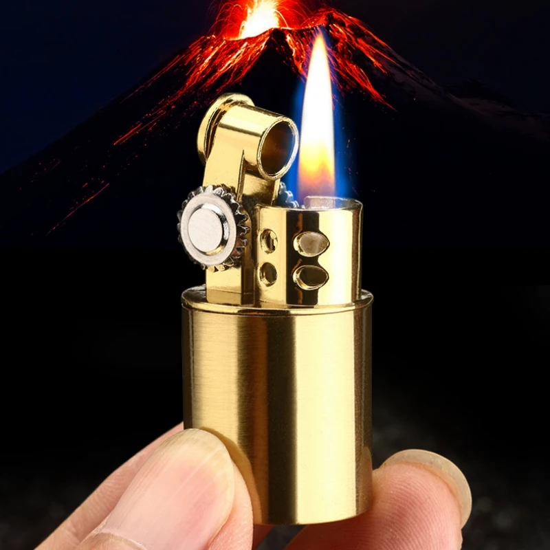 

Retro Mini Metal Windproof Open Flame Lighter Classic Grinding Wheel Ignition Outdoor Compact Portable Lighter Smoking Gift