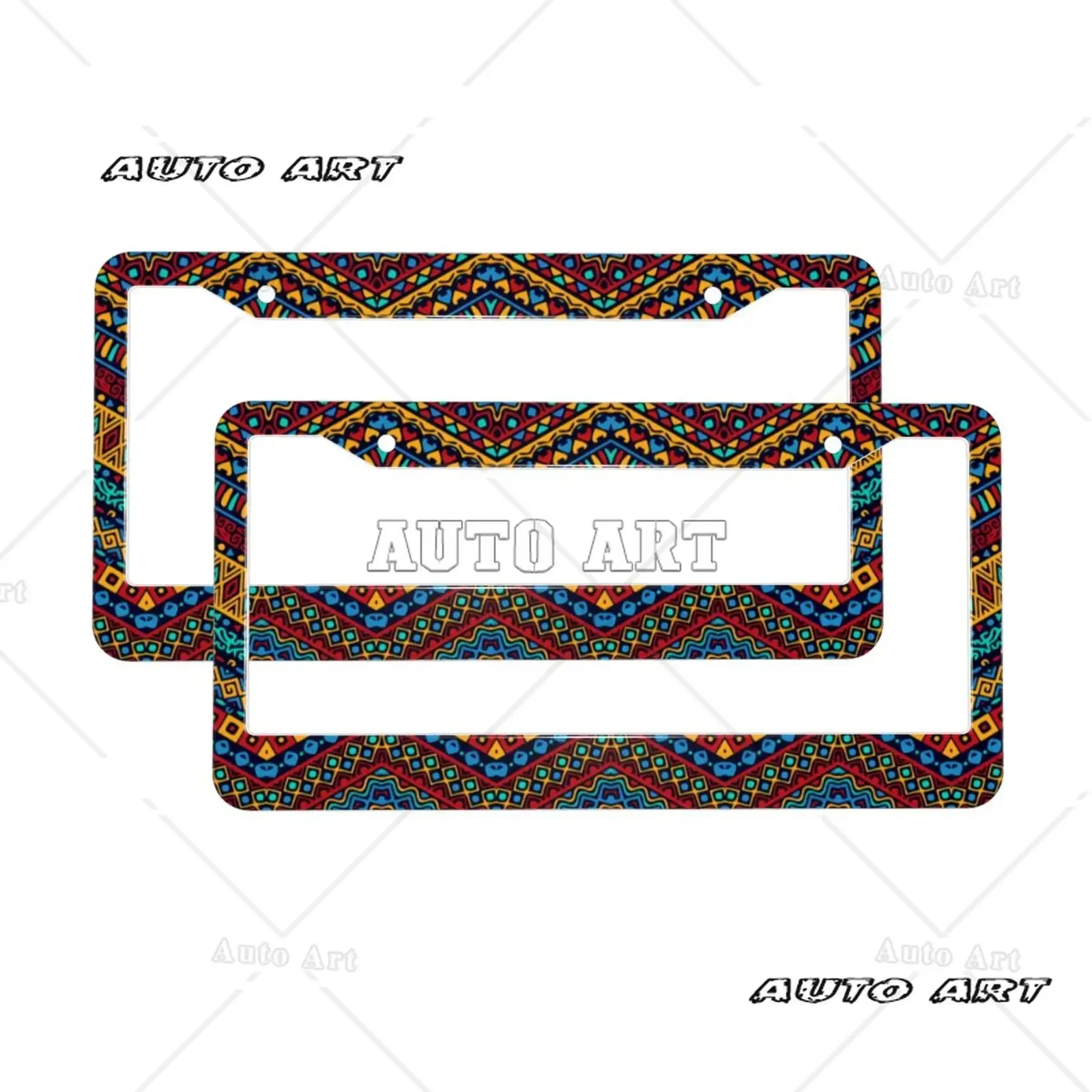 Boho African Ethnic Tribal Stripe Pattern License Plate Frames Car Tags Aluminum Metal License Plate Covers License