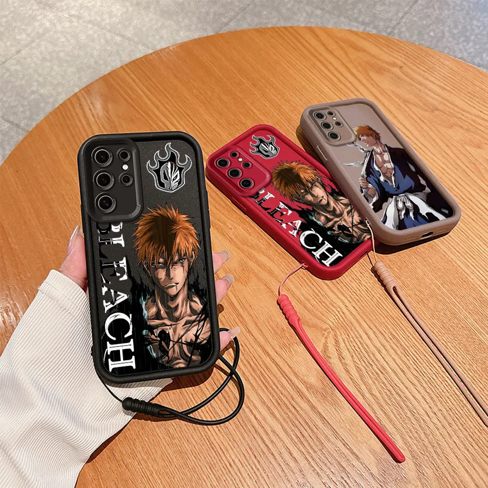 Anime Bleachs Kurosaki Ichigo Phone Case for Huawei P20 P30 P40 P50 Mate 20 30 40 Pro Nova 7 9 10 SE Soft Cover With Hand Strap