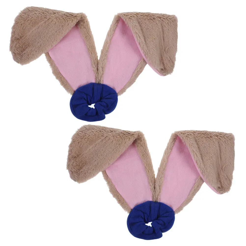 

2Pcs Bunny Ear Hair Ties Soft Fabric Hair Scrunchies for Women Cute Playful Styling Accessory for Parties Cosplay Daily Wear