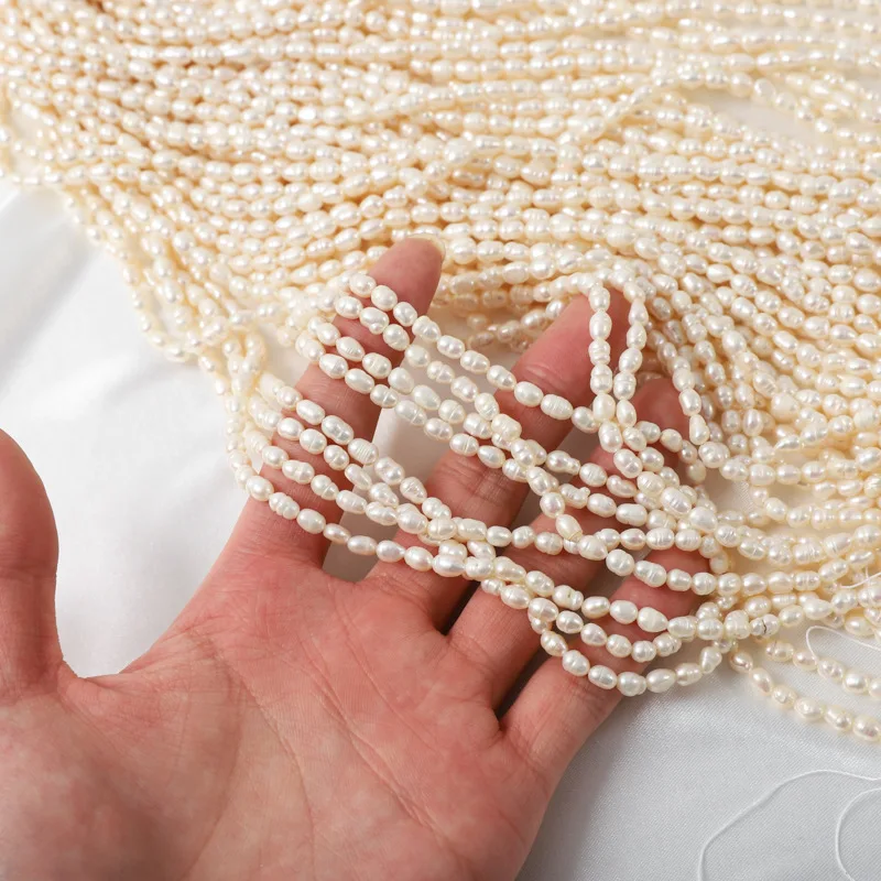 4-4.5mm Cultured Rice Freshwater Pearl Beads white Approx 37 cm Jewelry Making DIY Necklace Bracelet luxury Special Gift Pearls