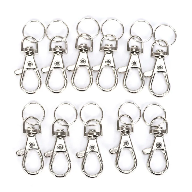 

10pcs/lot Metal Keyring Keychain Classic Key Chain Ring Swivel Lobster Clasp Clips Key Hooks Split Ring DIY Jewelry Accessorie