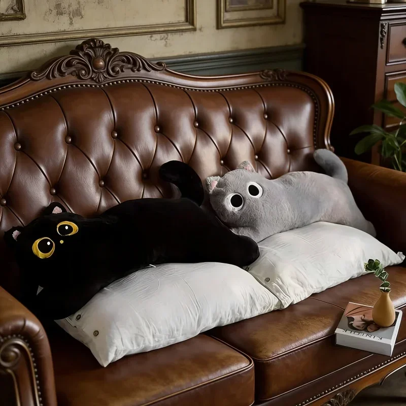 Black Cat Plush Pillow Logic Cat Doll Long Bedhead Pillow Dormitory Sleeping Leg Clamp Pillow Sofa Cushion Home Using Supplies