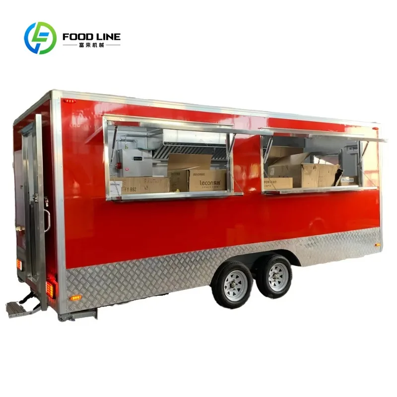 

16FT Square Fast Food Trailer with Full Kitchen Equipment - Custom Made Taco Pizza Burger BBQ Coffee Hot Dog Cart