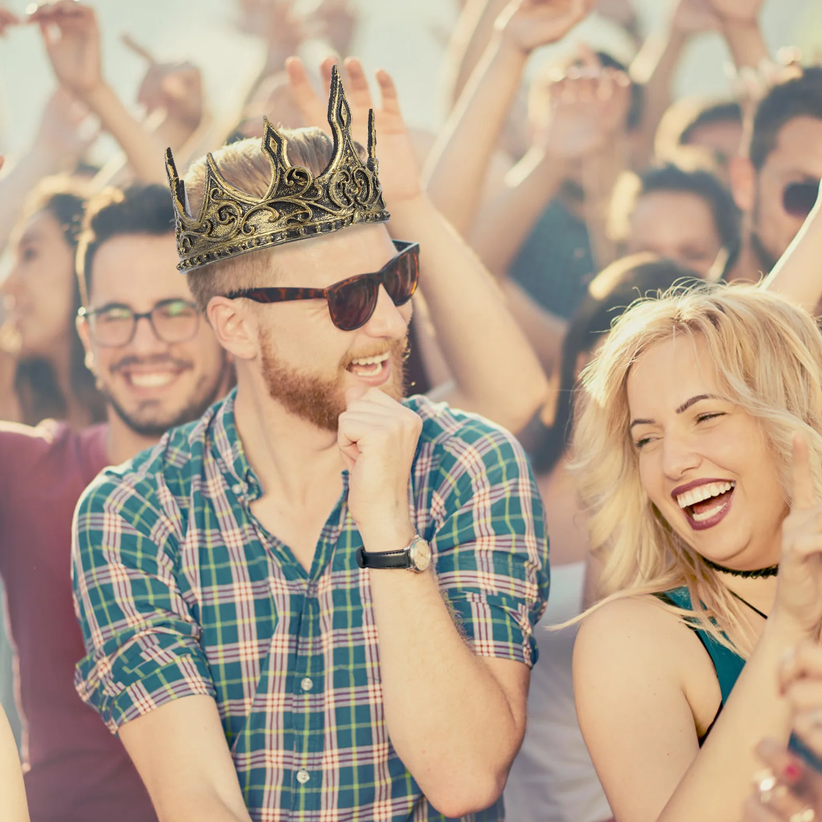 

Golden Medieval Crown PU Material Adjustable Band Mens Party Cosplay Headpiece Cosplay Crown Medieval Crowns for Men