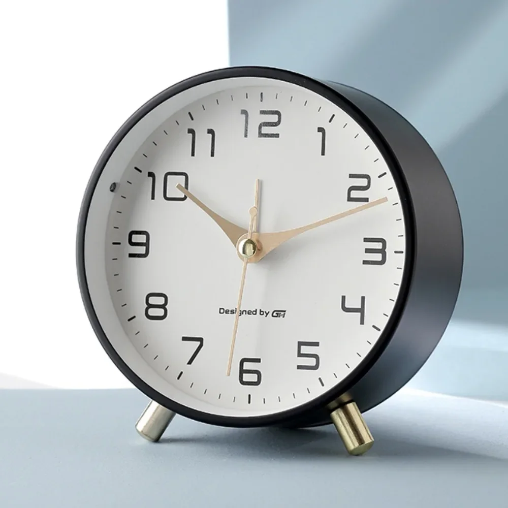 Nordic Luxury Alarm Clock Silent Student Use Frosted Metal Desk Clock Minimalist Clock