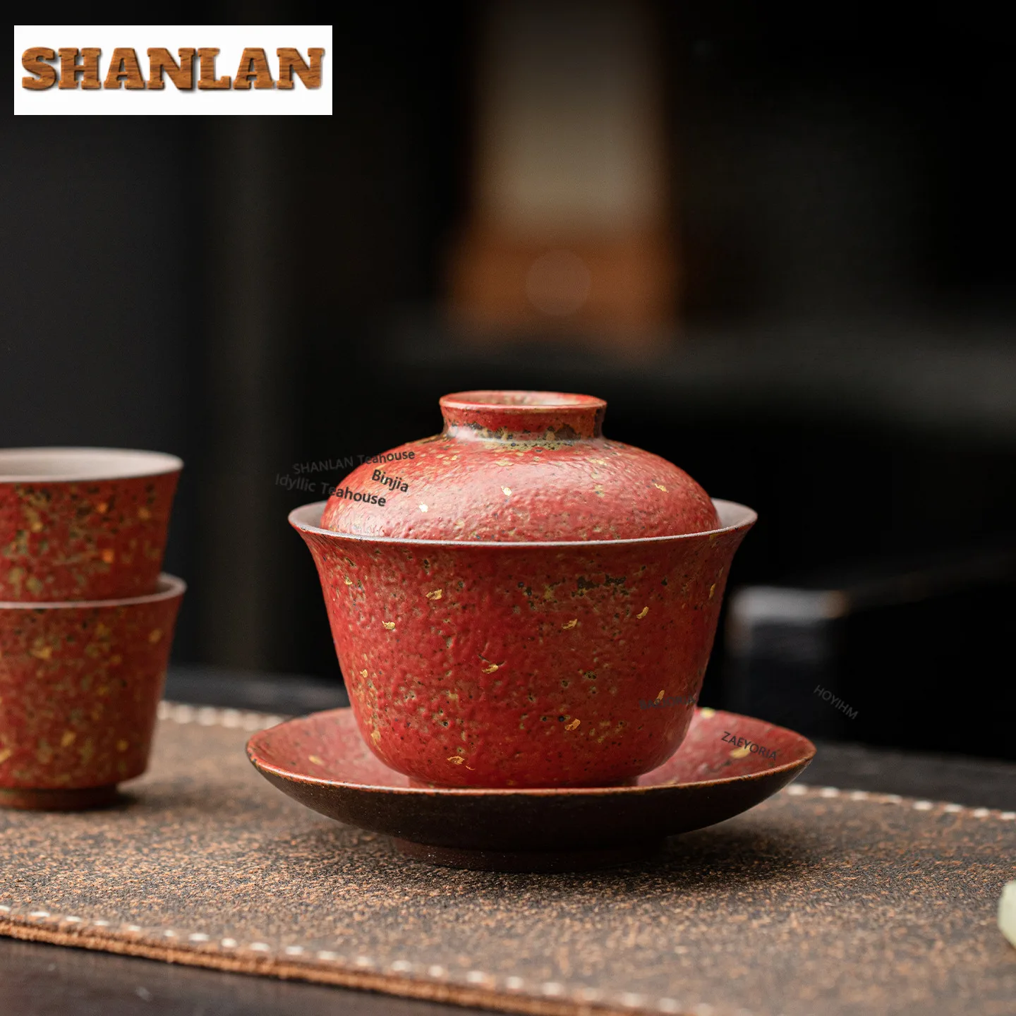 150ml Kiln Fambe Sprinkle Gold Gaiwan Traditional Tea Tureen Tea Bowl With Lid Kit Tea Maker Cover Bowl Chinese Teaset Ornaments
